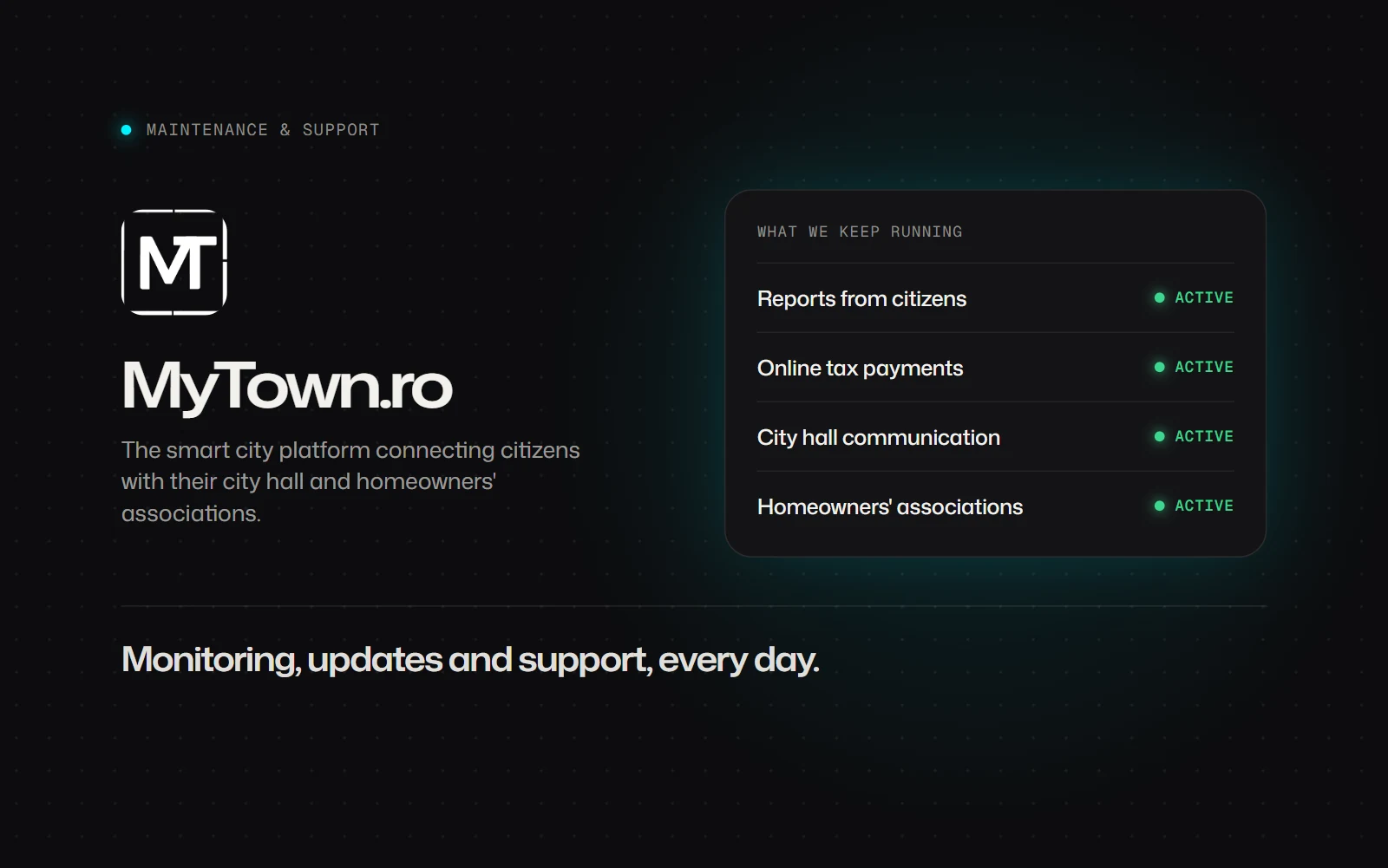 MyTown.ro · maintenance